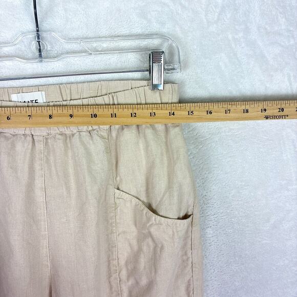 Mate The Label Willow Pull On Pants Women S Beige Crop Linen Preppy Resort USA - Picture 7 of 7